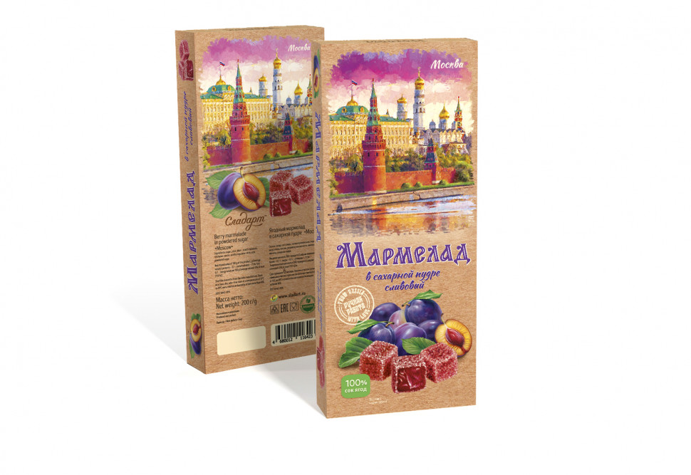  Сладарт Мармелад Сливовый МОСКВА в сахарной пудре (642), 200г   в Нижнекамске