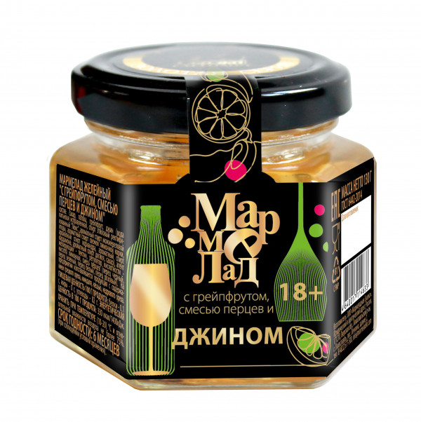 №2 Мармелад в банке "С грейпфрутом, смесью перцев и джином" 130г (18+)  в Нижнекамске